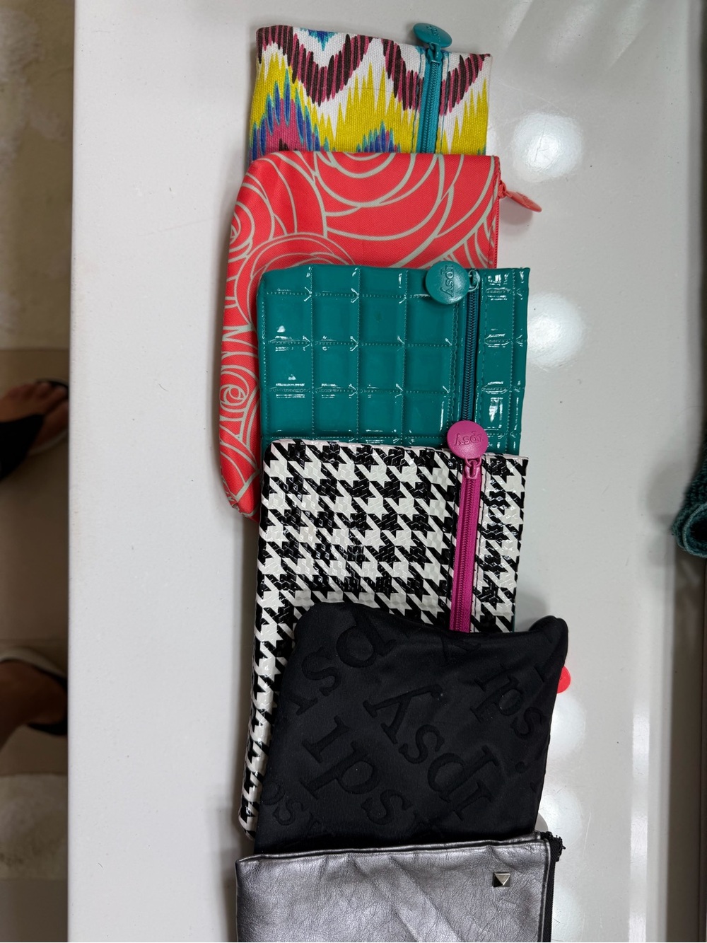 8 Colorful Assorted Zip Pouches - Multicolor Set Makeup bags